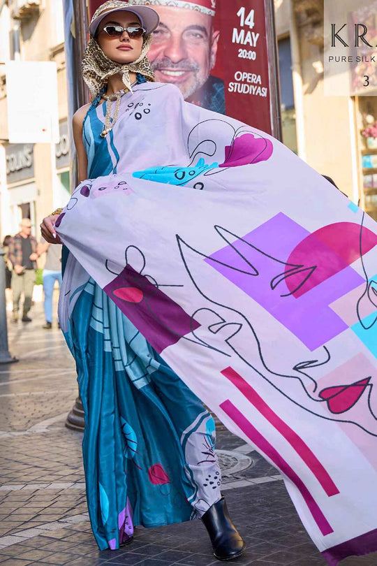 Kriss Lavender Silk Abstract One Minute Saree