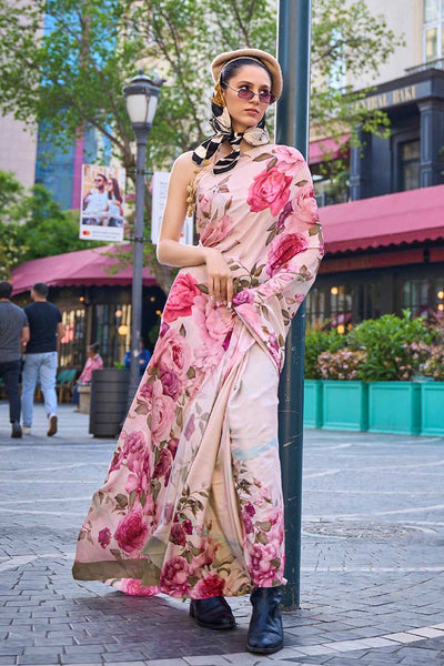 Kriss Pink Floral One Minute Saree