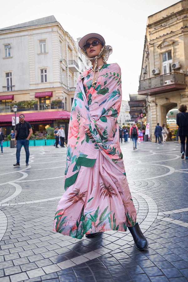 Kriss Pink Floral One Minute Saree