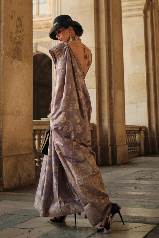 Kasia Silk Lavender Floral One Minute Saree