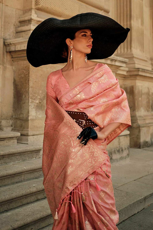 Kasia Silk Pink Floral One Minute Saree