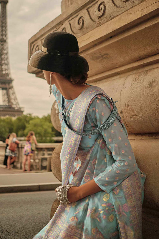 Kasia Silk Pink Floral One Minute Saree