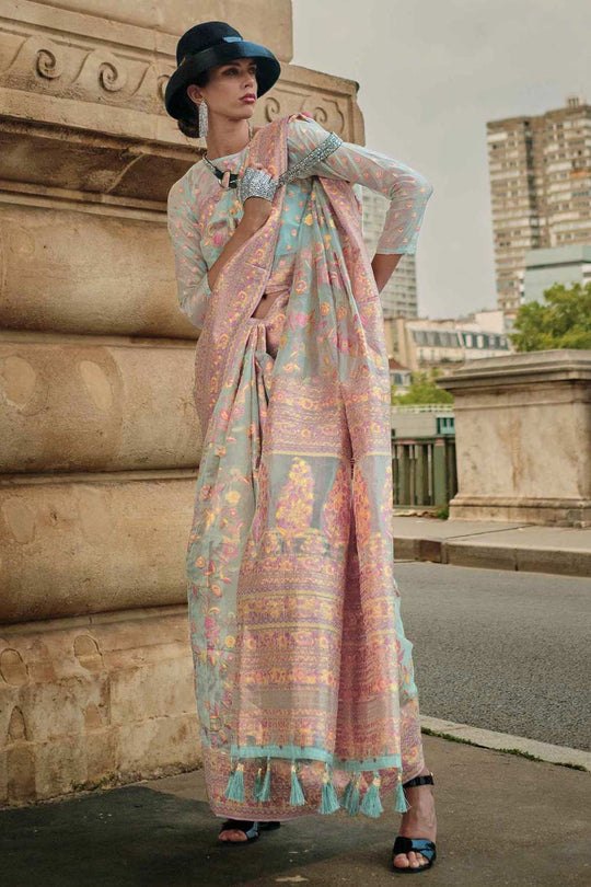 Kasia Silk Pink Floral One Minute Saree