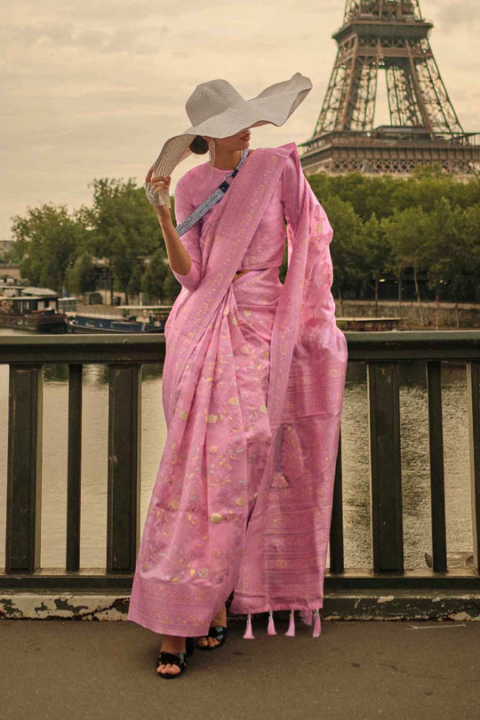 Kyra Organza Pink Floral One Minute Saree