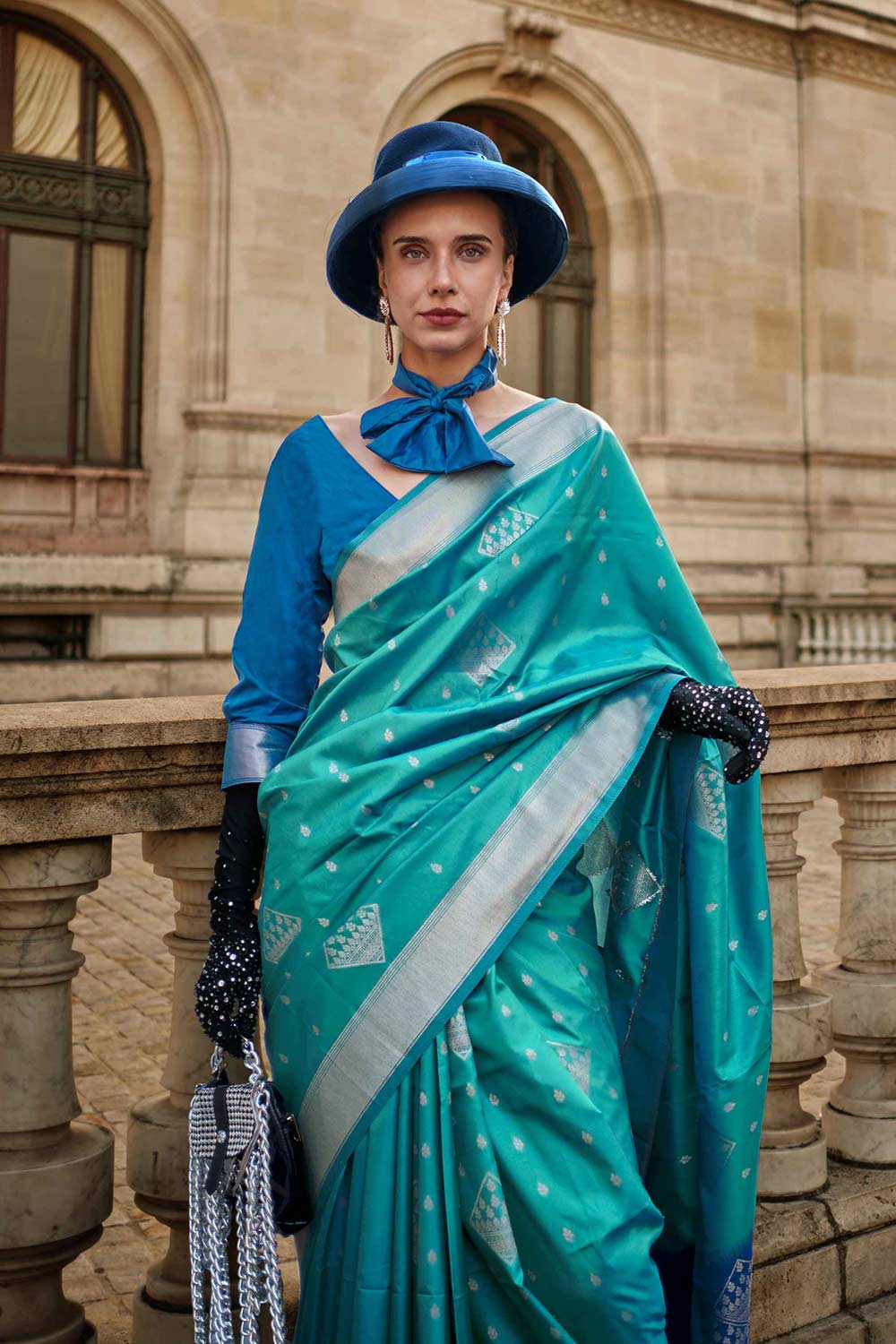 Katrina Silk Turquoise One Minute Saree