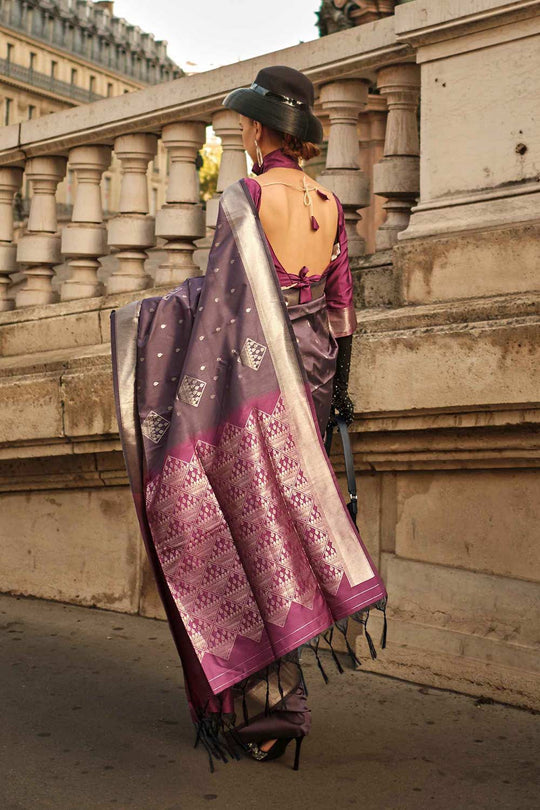 Katrina Silk Coffee Block Print One Minute Saree