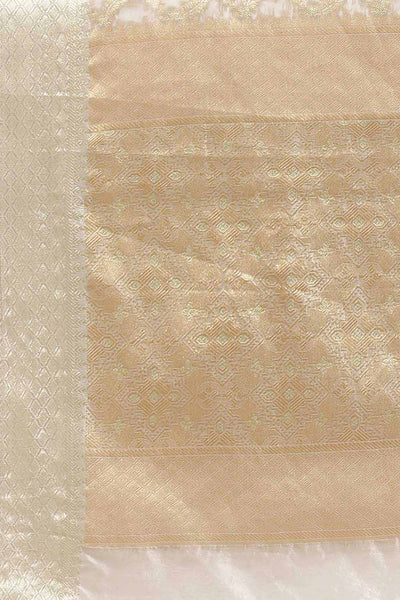 Buy Silk Blend Banarasi Saree in Grey Paatern Design