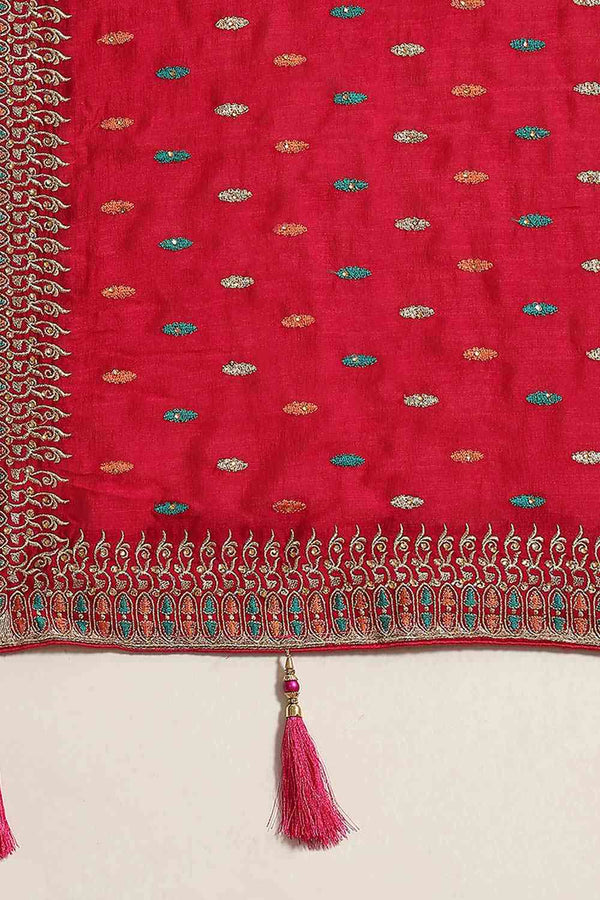 Buy Pink Art Silk Embroidered Embroidered One Minute Saree Online - Side