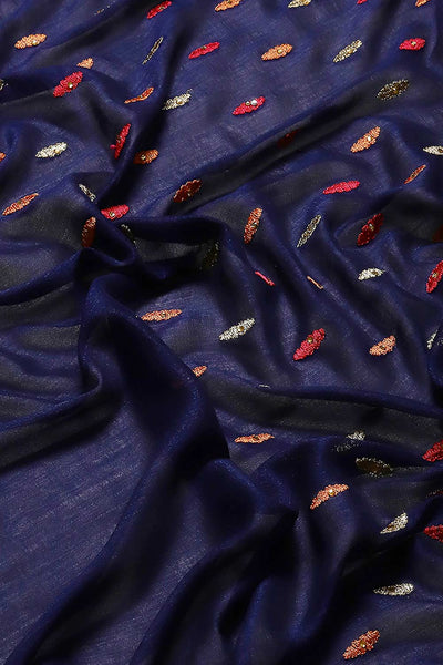 Buy Navy Blue Art Silk Embroidered Embroidered One Minute Saree Online - Zoom In