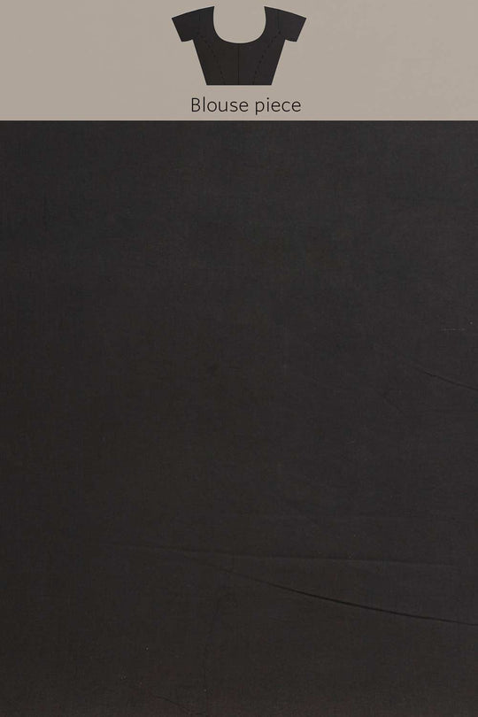 Buy Black Block Printed Blended Cotton One Minute Saree Online - Zoom Out