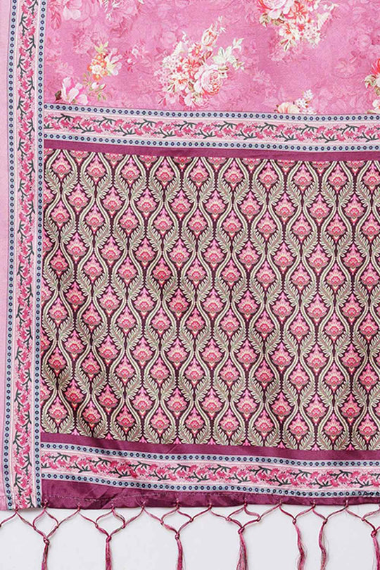 Buy Purple Floral Printed Dola Art Silk One Minute Saree Online - Zoom In