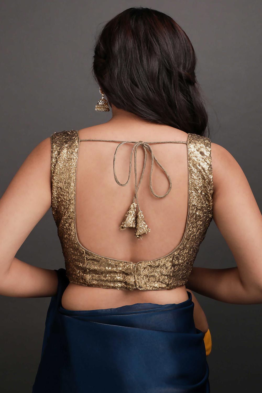 Buy Radha Antique Gold Georgette Sequins Blouse