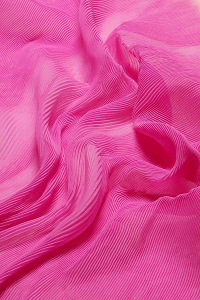 Buy Pink Crepe Pleated One Minute Saree Online - Zoom In