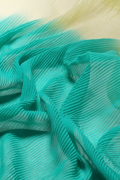 Buy Sea Green Crepe Pleated One Minute Saree Online - Zoom In