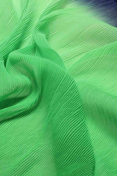Buy Green Crepe Pleated One Minute Saree Online - Zoom In