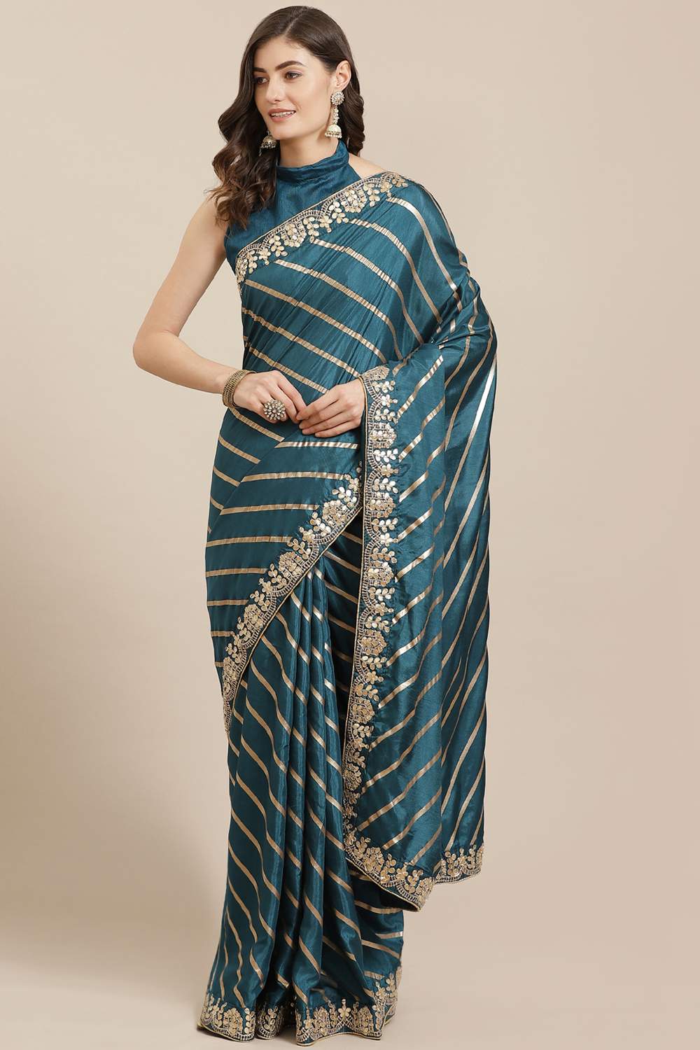 Buy Women's Dola Silk Border Saree in Blue