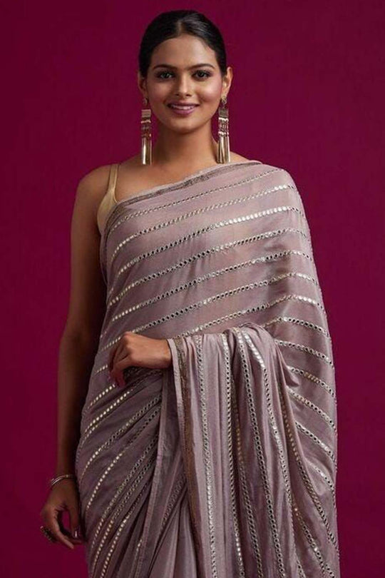 Mindy Grey Georgette Mirror Sequence One Minute Saree