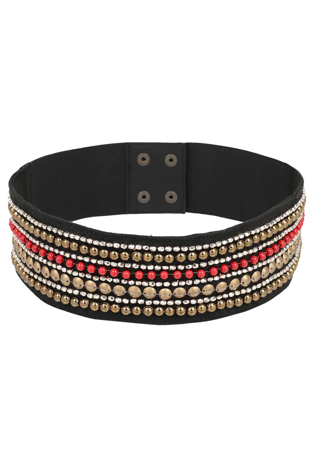 Embellished Saree Belt in Black & Multi