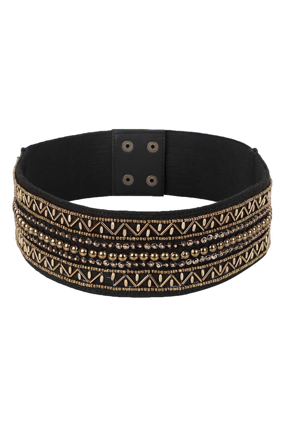 Embellished Saree Belt in Black & Gold