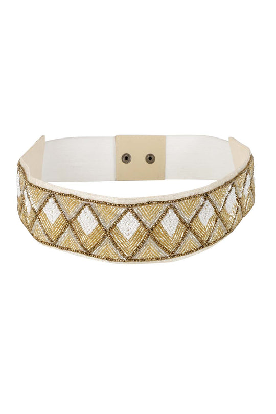 Embellished Saree Belt in Nude & Gold