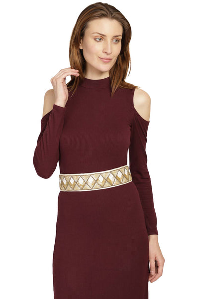 Buy Embelished Waist Belt in Nude & Gold Online