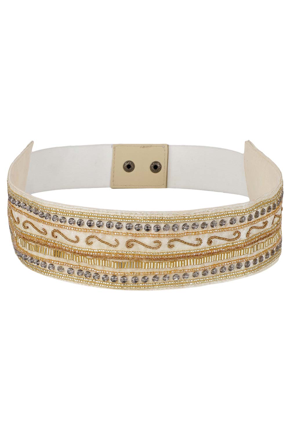 Embellished Saree Belt in Nude & Gold