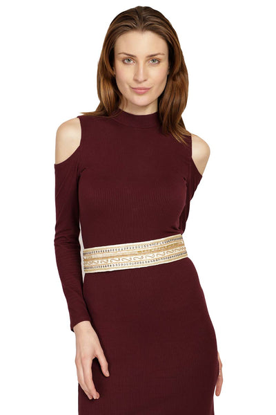 Buy Embelished Waist Belt in Nude & Gold Online