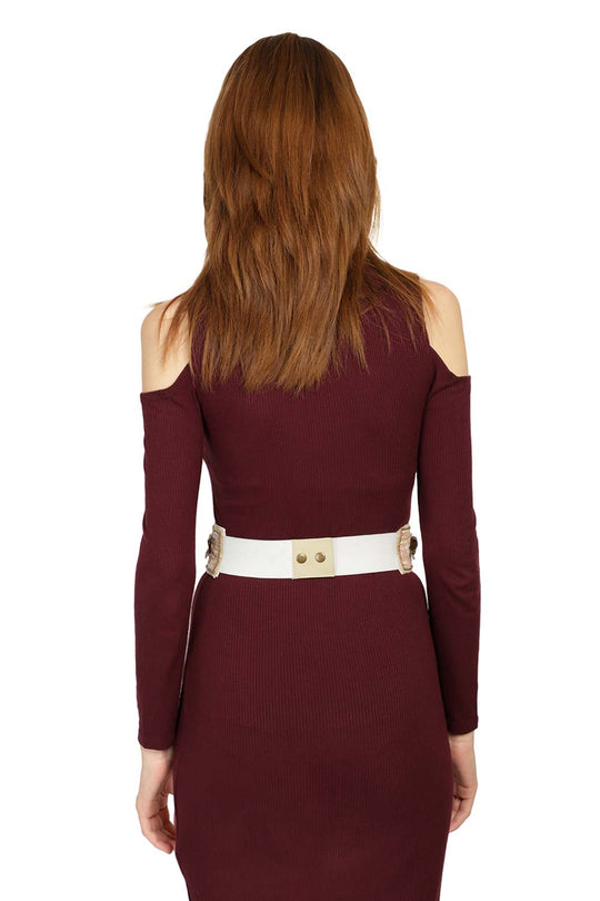 Embellished Saree Belt in Cream & Multi