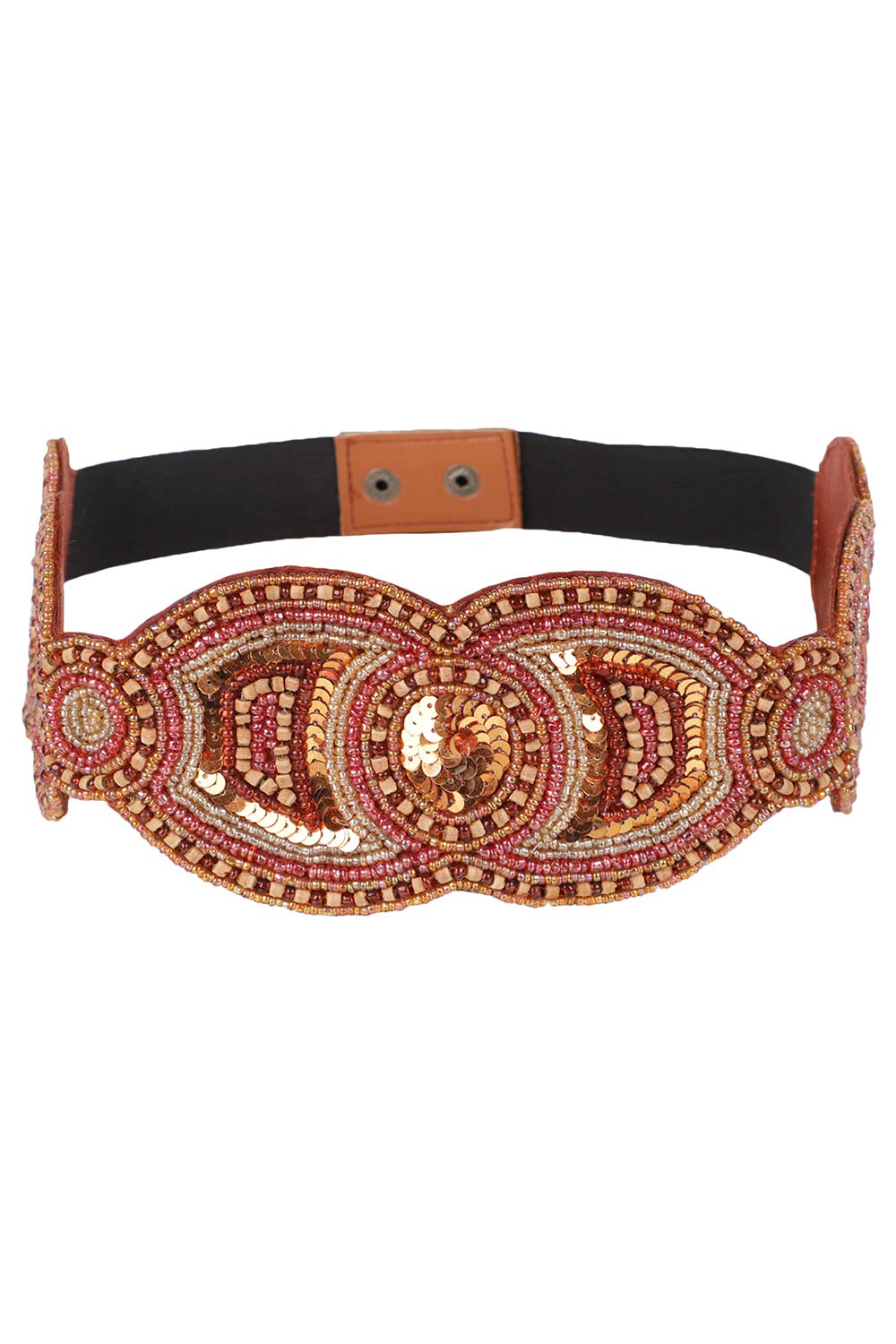 Embellished Saree Belt in Rust