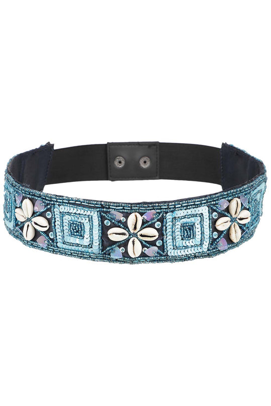 Embellished Saree Belt in Black & Blue
