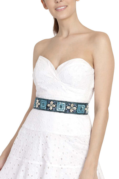 Buy Embelished Waist Belt in Black & Blue Online