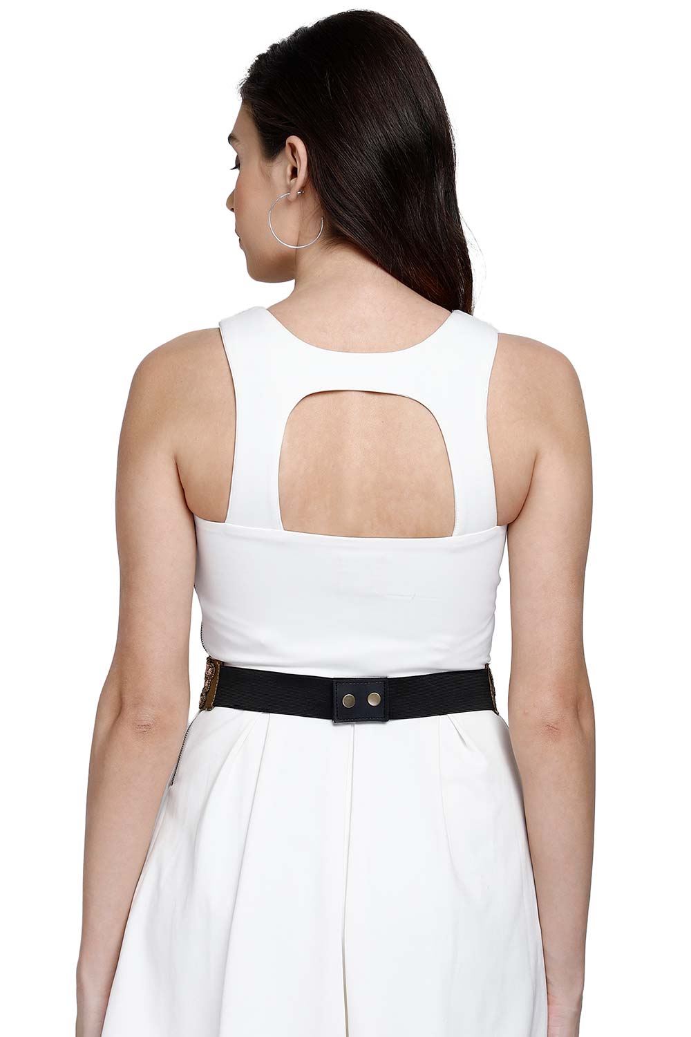 Floral Bead Work Saree Belt in Copper & Multi