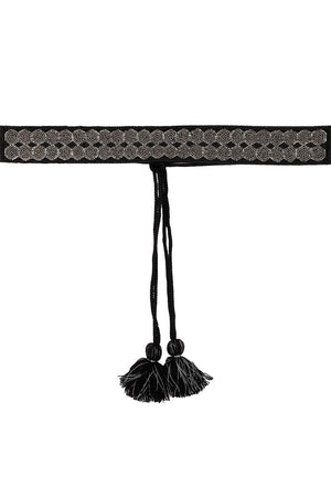 Honeycomb Bead Work Saree Belt in Black & Silver
