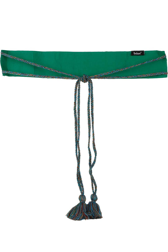 Floral Embellished Saree Belt in Parrot Green & Multi