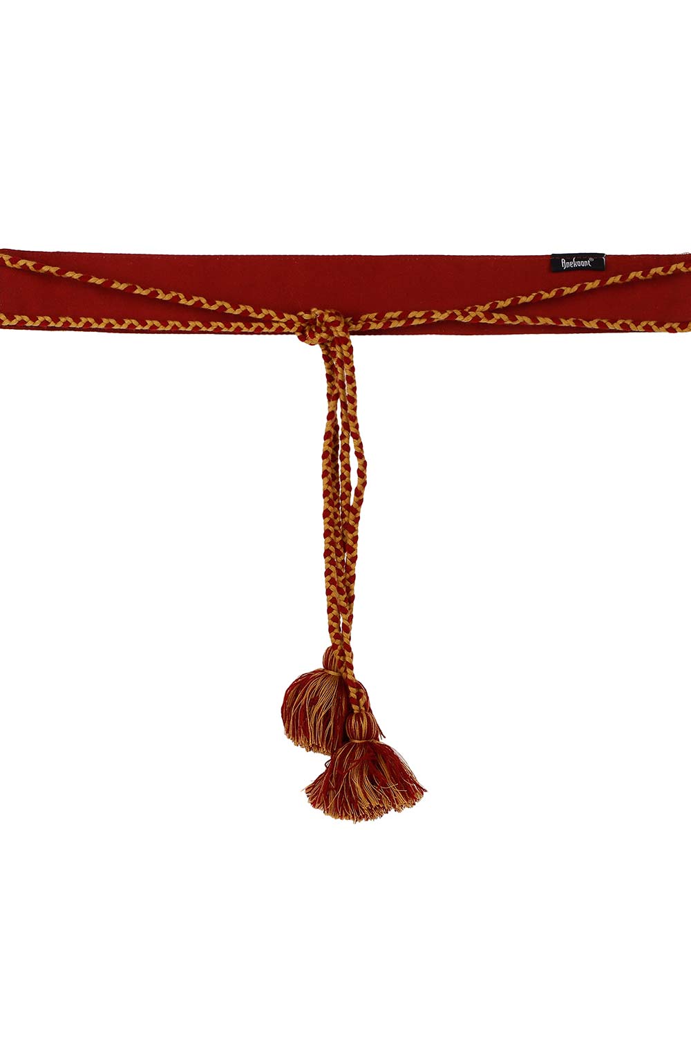 Honeycomb Bead Work Saree Belt in Burgundy & Gold