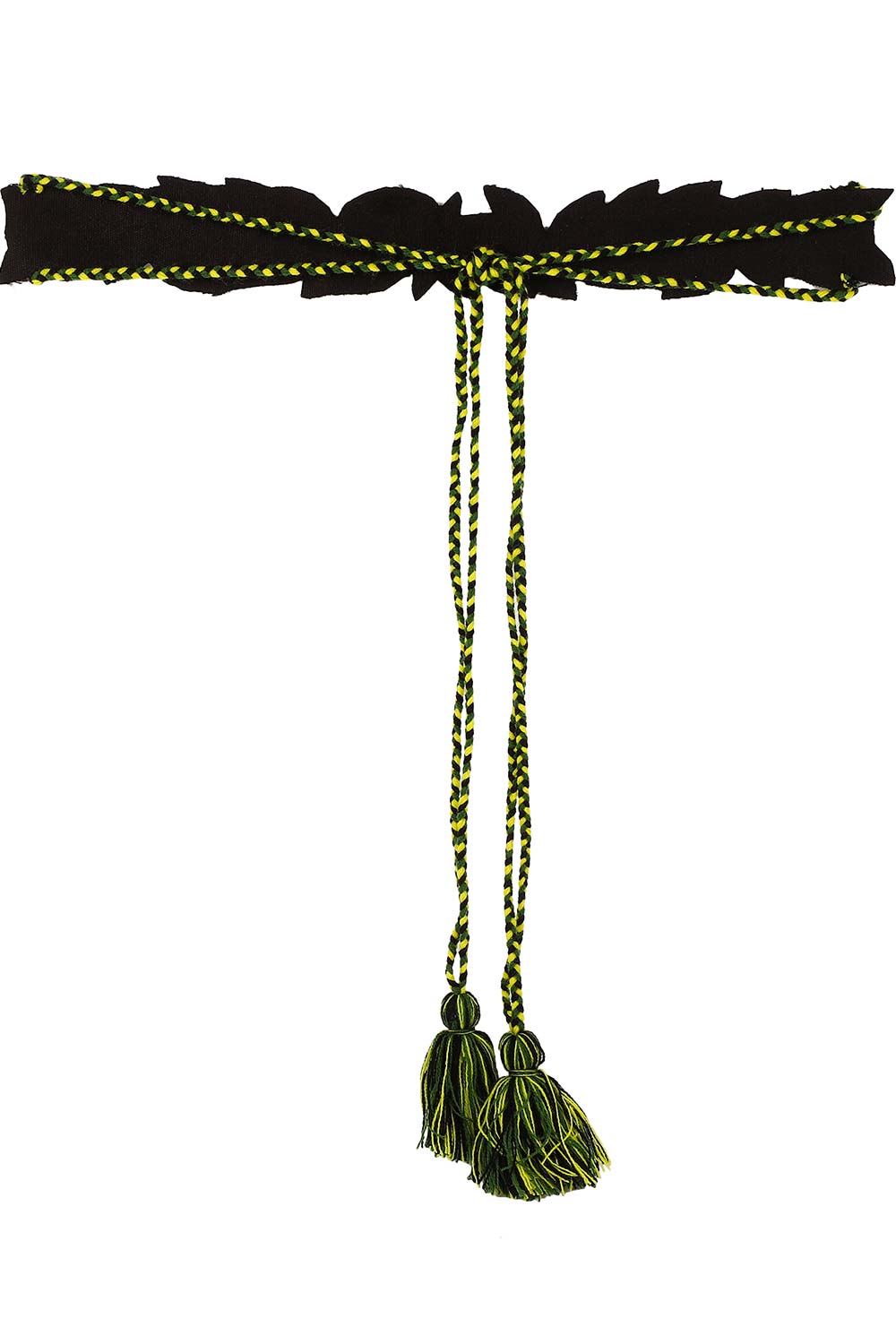 Botanical Bead Work Saree Belt in Green & Multi