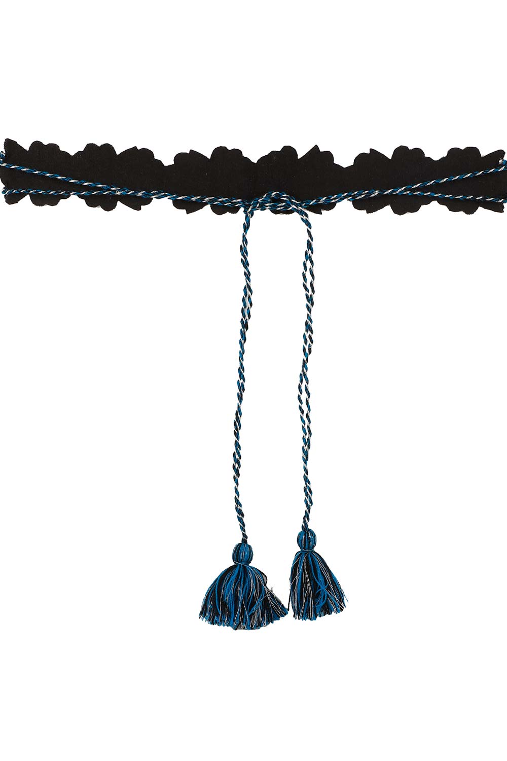 Floral Bead Work Saree Belt in Blue & Multi