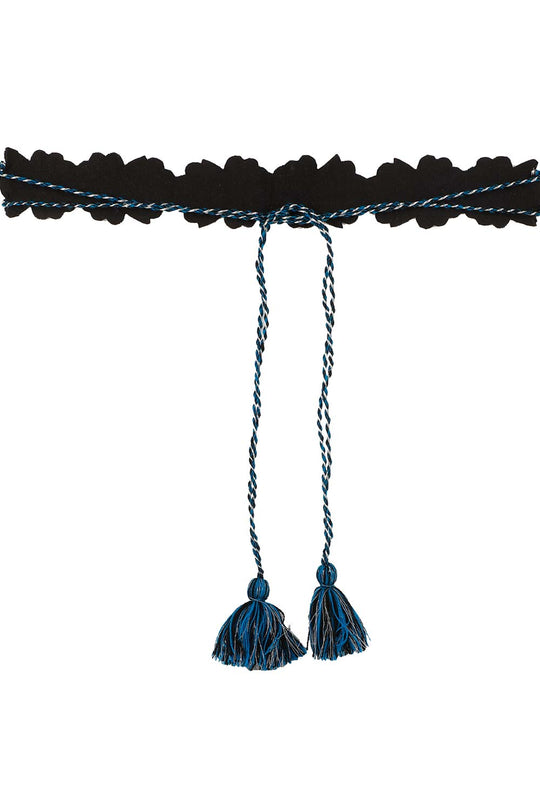 Floral Bead Work Saree Belt in Blue & Multi