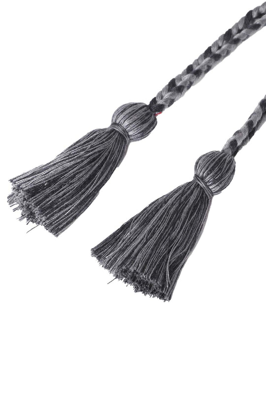 Floral Bead Work Saree Belt in Grey & Black