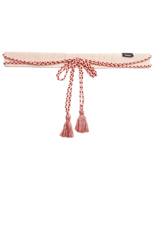 Floral Sequined Saree Belt in Pastel Pink & Multi