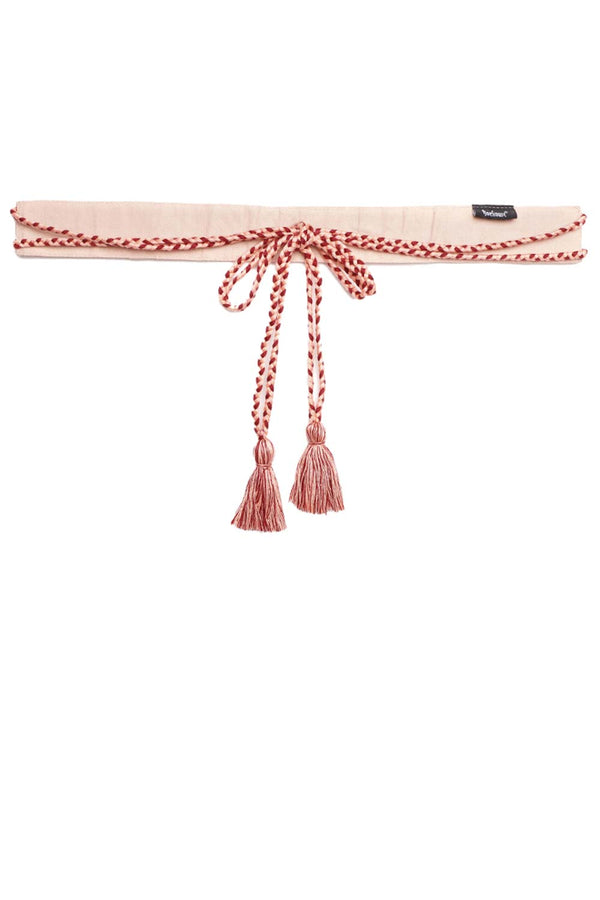 Floral Sequined Saree Belt in Pastel Pink & Multi