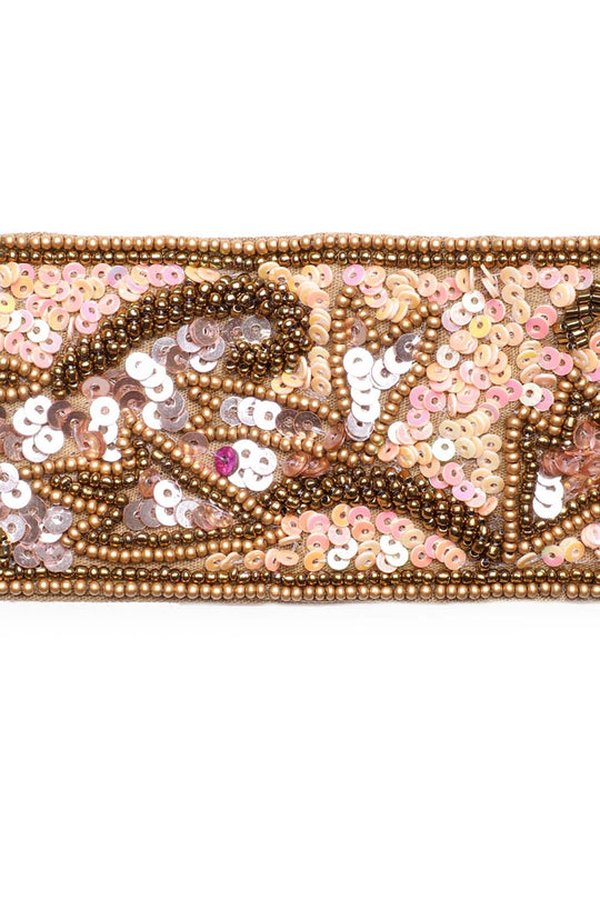 Abstract Sequined Saree Belt in Antique Gold & Multi
