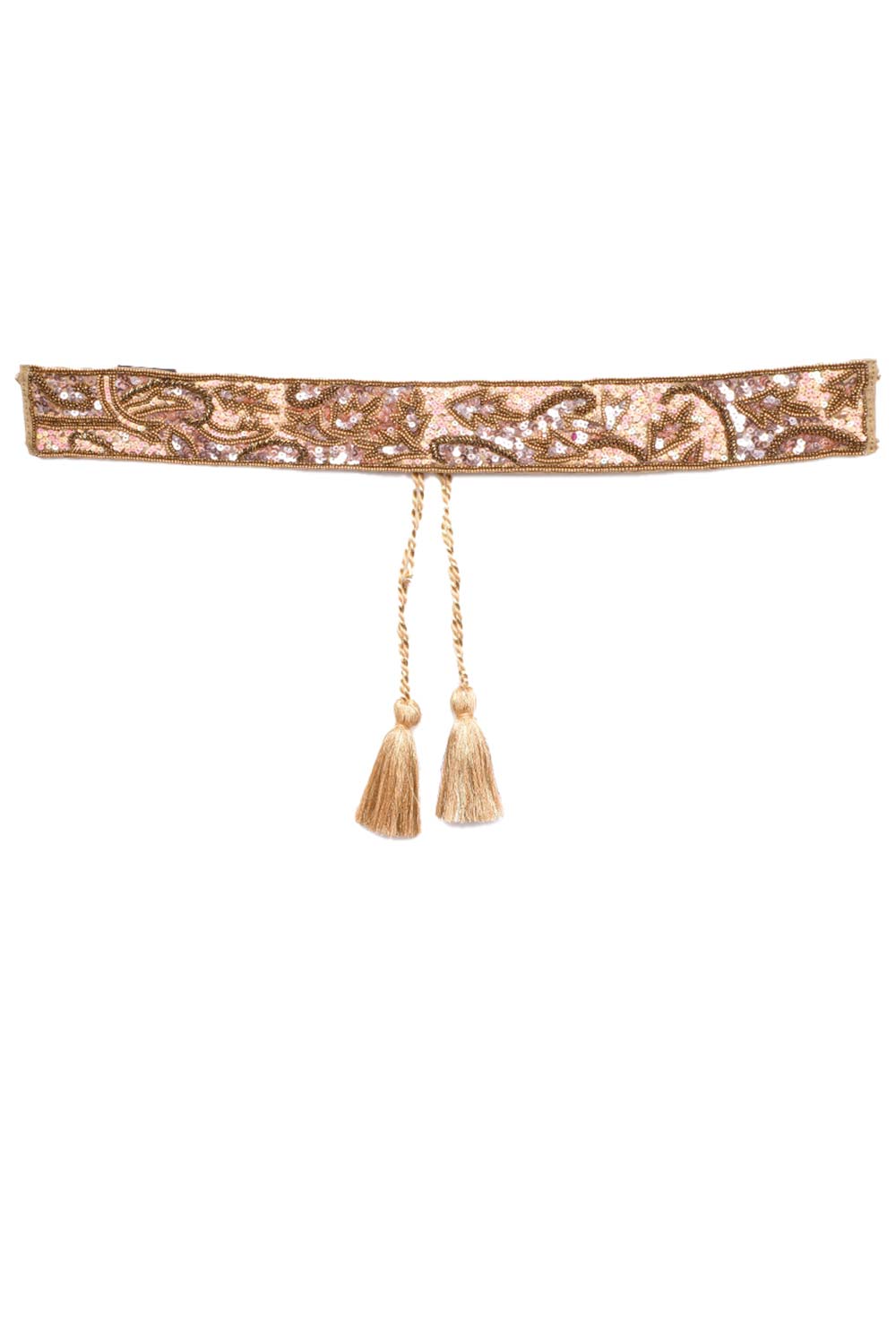 Buy Abstract Sequined Waist Belt in Antique Gold & Multi Online