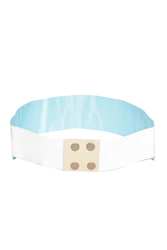 Chevron Bead Work Saree Belt in Sky Blue & Silver