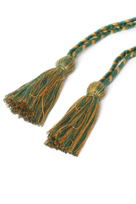 Geometric Bead Work Saree Belt in Dark Green & Multi