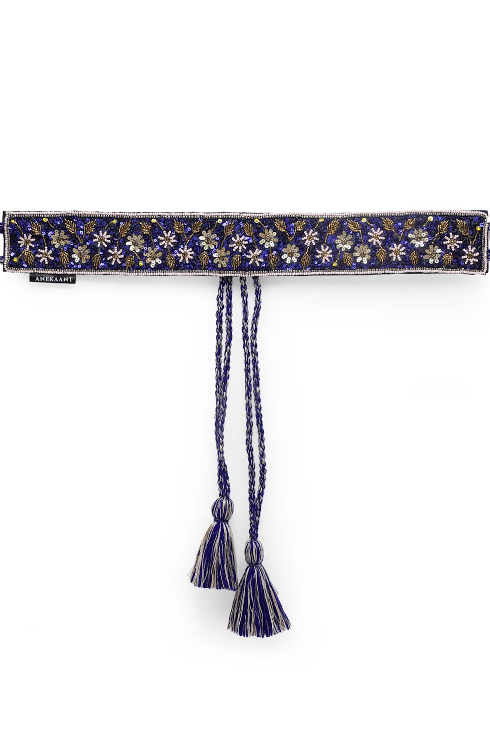 Floral Sequins Work Saree Belt in Royal Blue & Multi