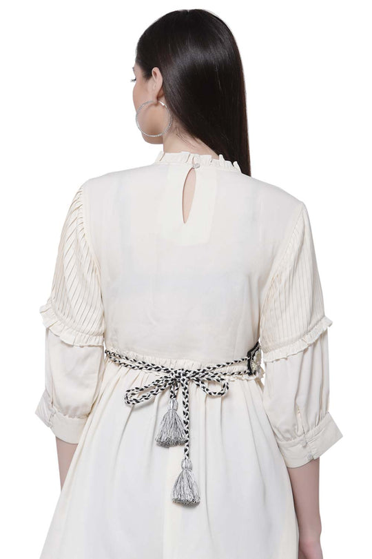 Ethnic Motifs Pearl Work Saree Belt in Black & White