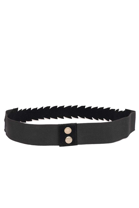 Botanical Bead Work Saree Belt in Grey & Multi