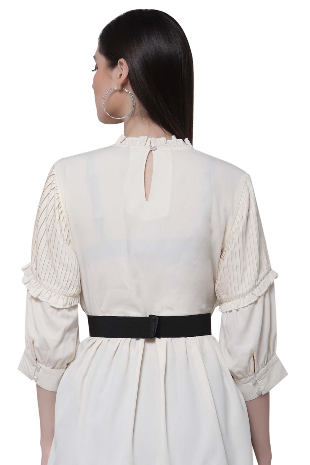 Botanical Sequins Cut Work Saree Belt in Black & Silver & Rust