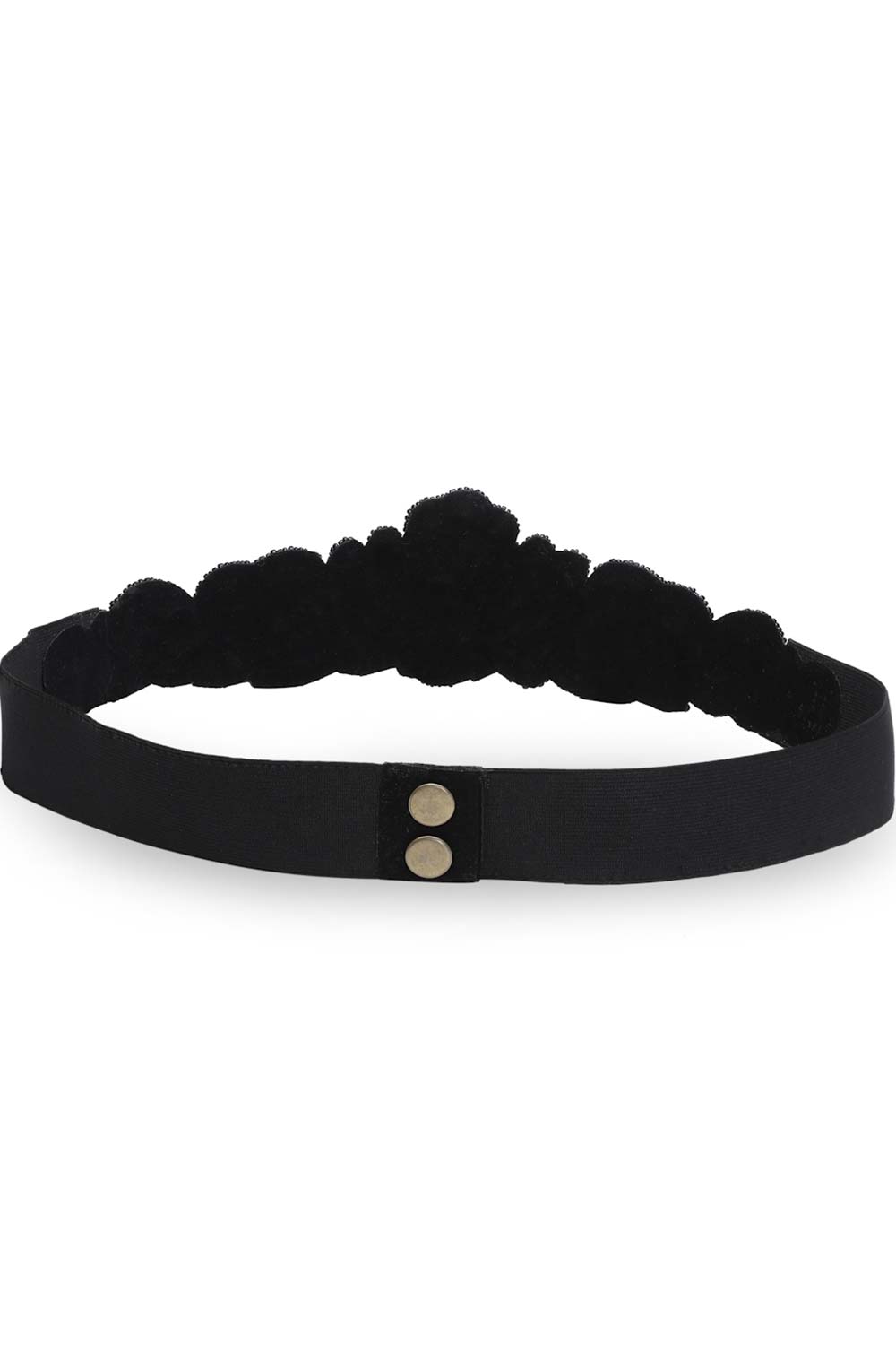 Ethnic Motifs Bead Cut Work Saree Belt in Black & Silver